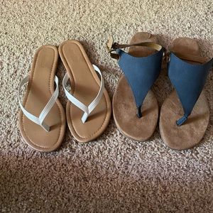 White Leather AND Suede Blue Leather Foam Sandals